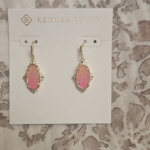 Kendra Scott Gold Earrings with Pink Gradient